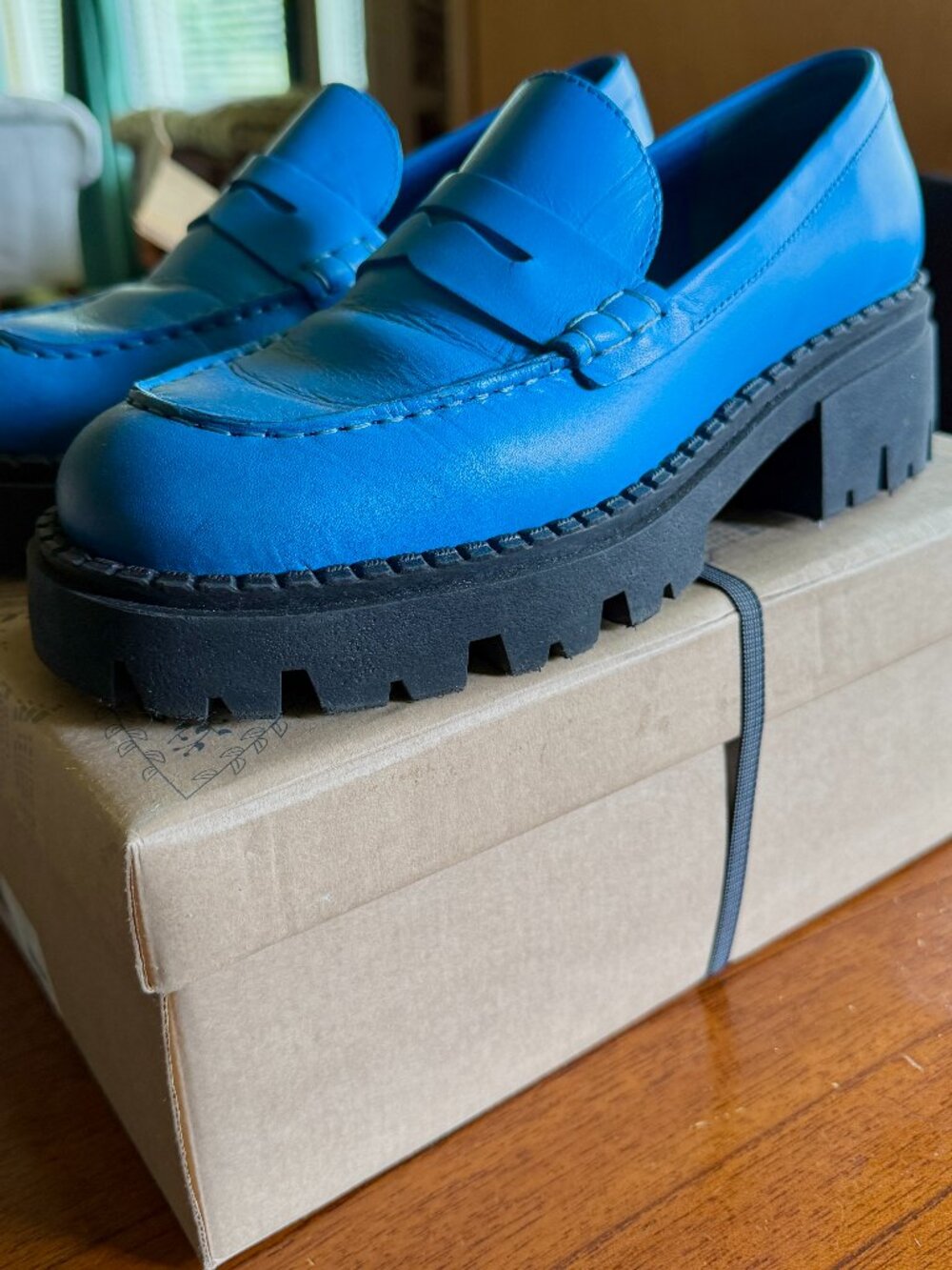 Free People Lyra Lug Sole Loafers - Baywatch Blue